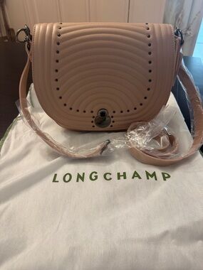 Longchamp Pink Quilted Crossbody Saddle Bag